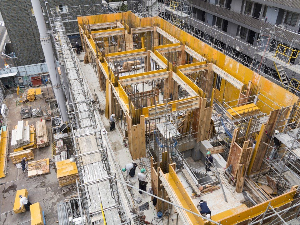 新築建物の躯体工事 施工写真